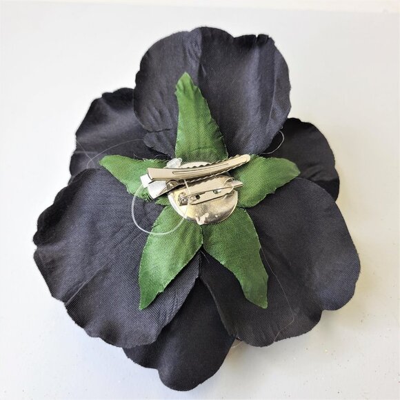 Black Flower Fascinator Brooch Corsage Rose Brooch Pin - Picture 4 of 9